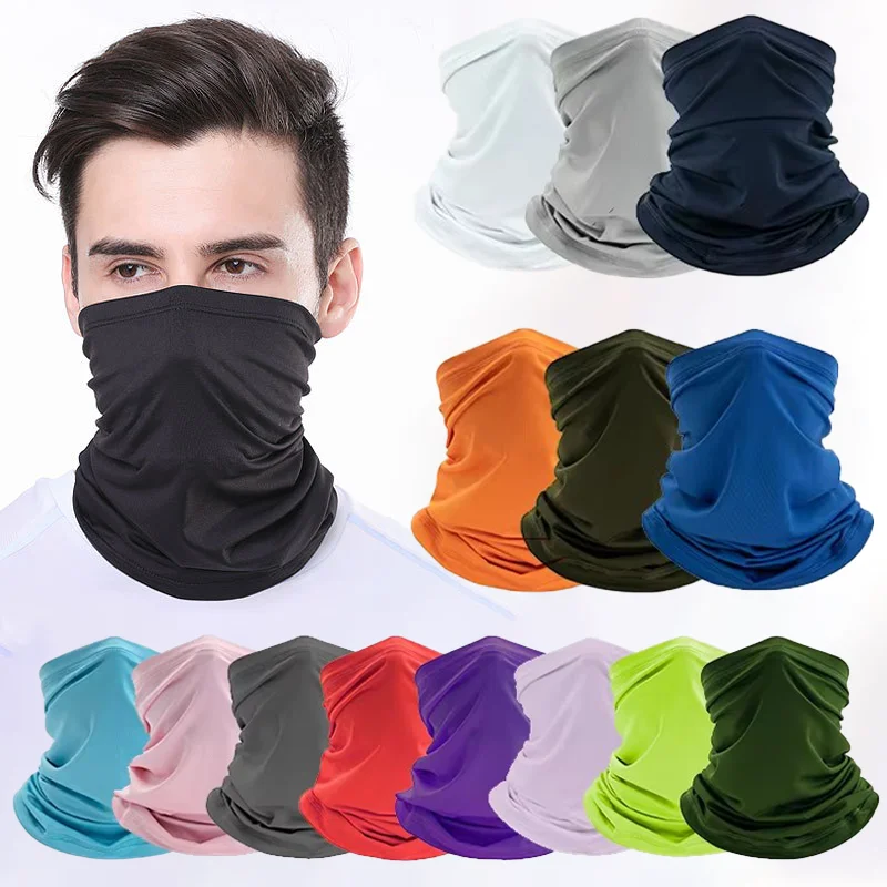 Motorcycle Riding Ice Silk Scarf Unisex Balaclava Breathable Sunscreen Wicking Neck Cover Outdoor Fishing Hiking Mask Full Face