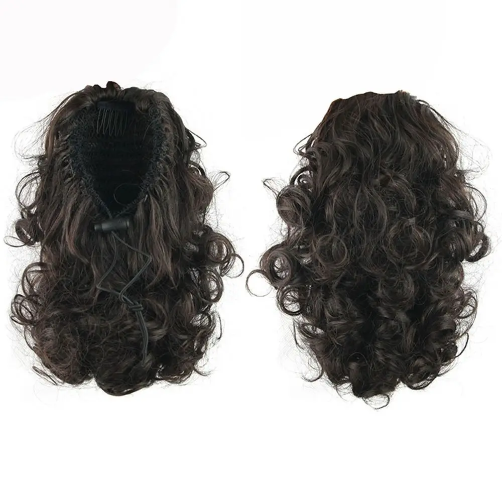 

Пушистые накладные волосы для девочек и женщин, термостойкое волокно, волнистый хвост, хвостик, шиньон, короткий вьющийся хвост, наращивание волос