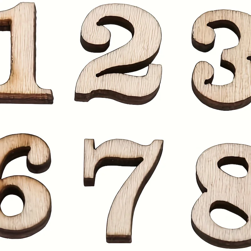 100 Pcs Wooden Numbers Blank  Unpainted Wooden Numbers Mini Blank Wood Numbers for Scrapbooking
