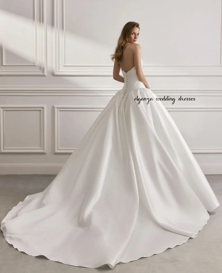 Abito da ballo da sposa sexy senza maniche in raso bianco di lusso personalizzato Vestido de novia
