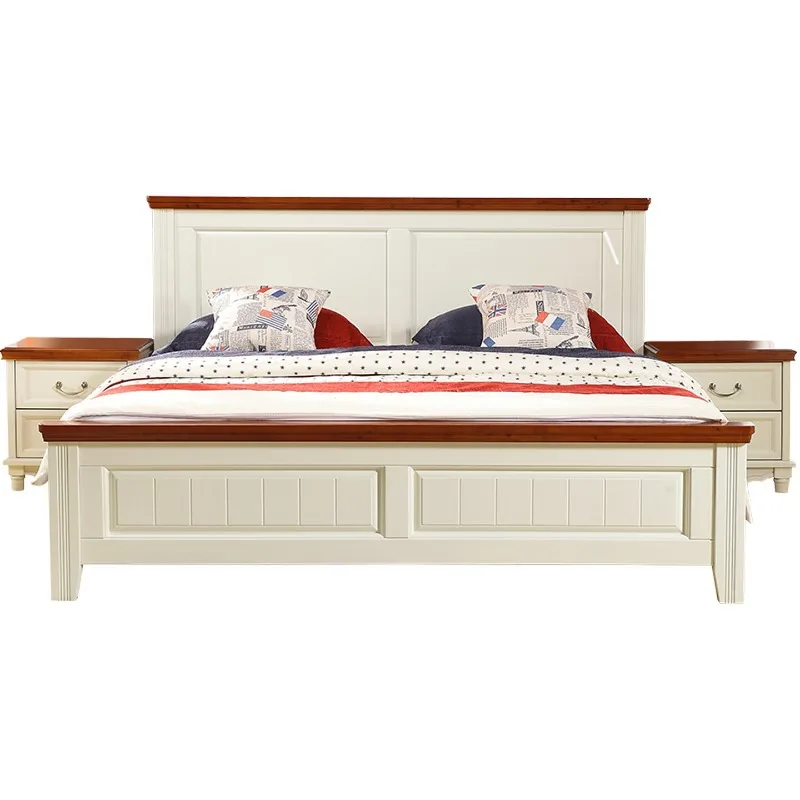 All solid wood master bedroom queen bed high box 1.5 meters double furniture American storage 1.8 meters cypress bed