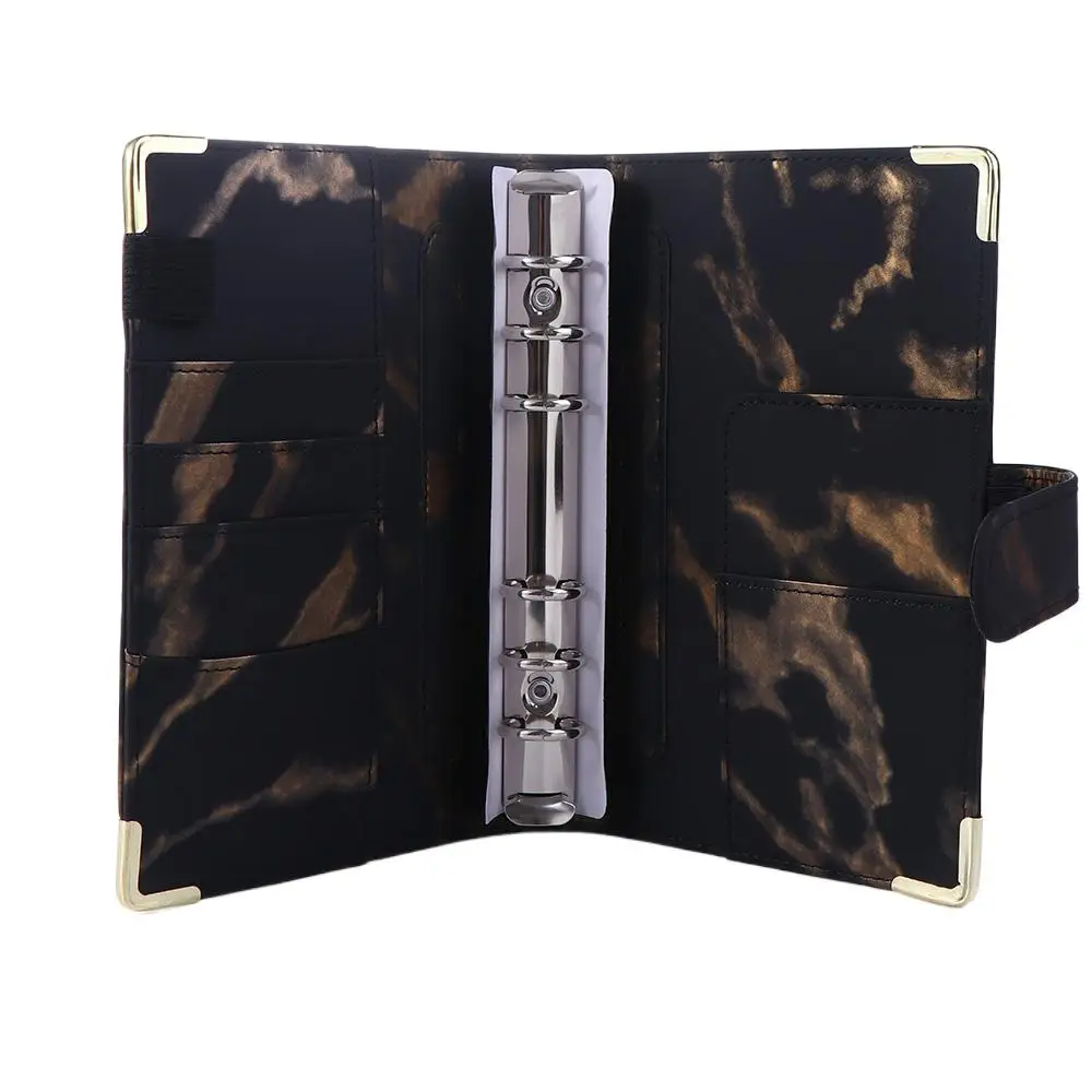 A6 Notebook Budget Planner for Budgeting PU Leather Marble Budget Binder 6 Ring Binder Notebook Binder Marble Notebook