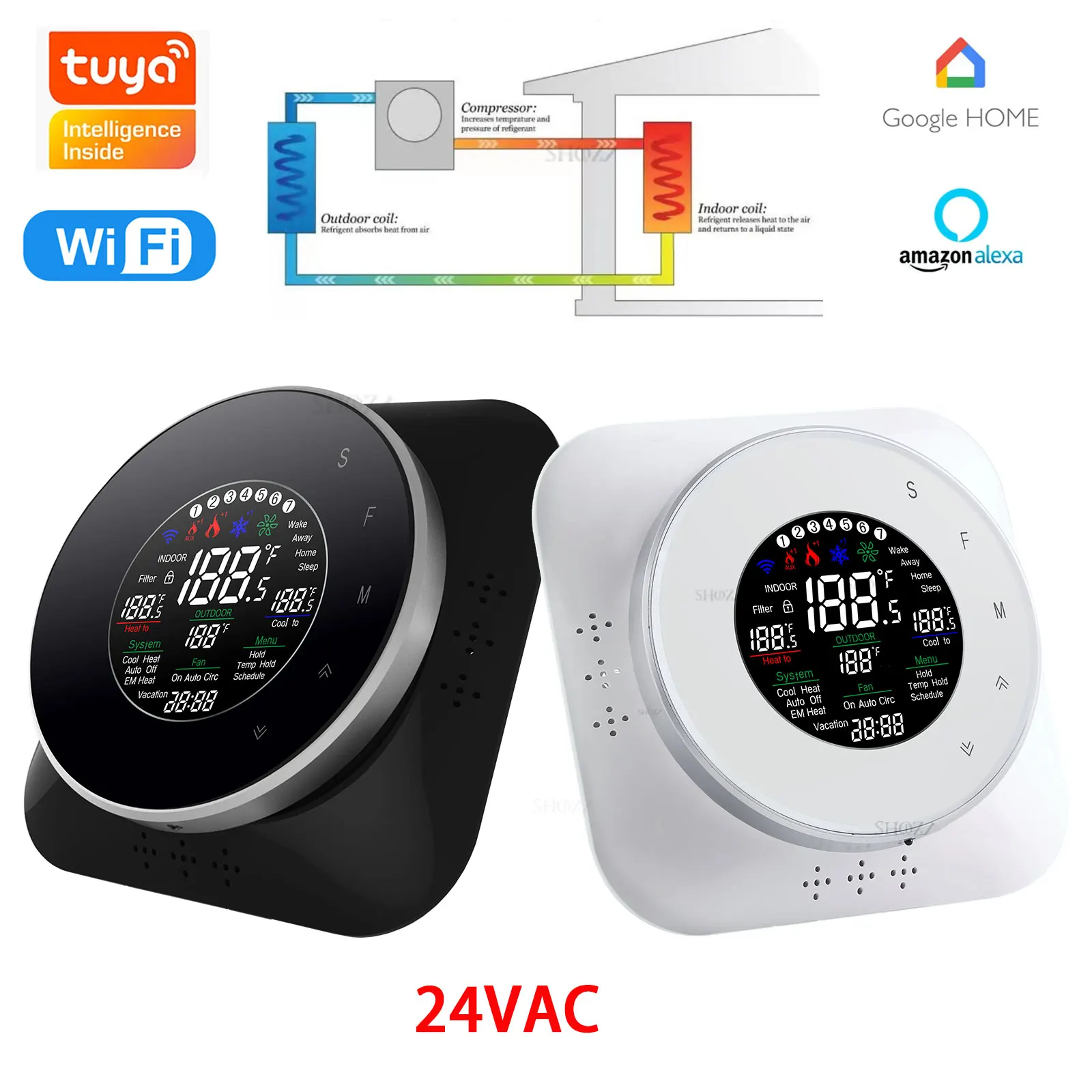 TUYA 24VAC Evi Air Source Low Temperature Heat Pump Geothermal Heat Pump Ground Source Heat Pump With Controller Thermostat