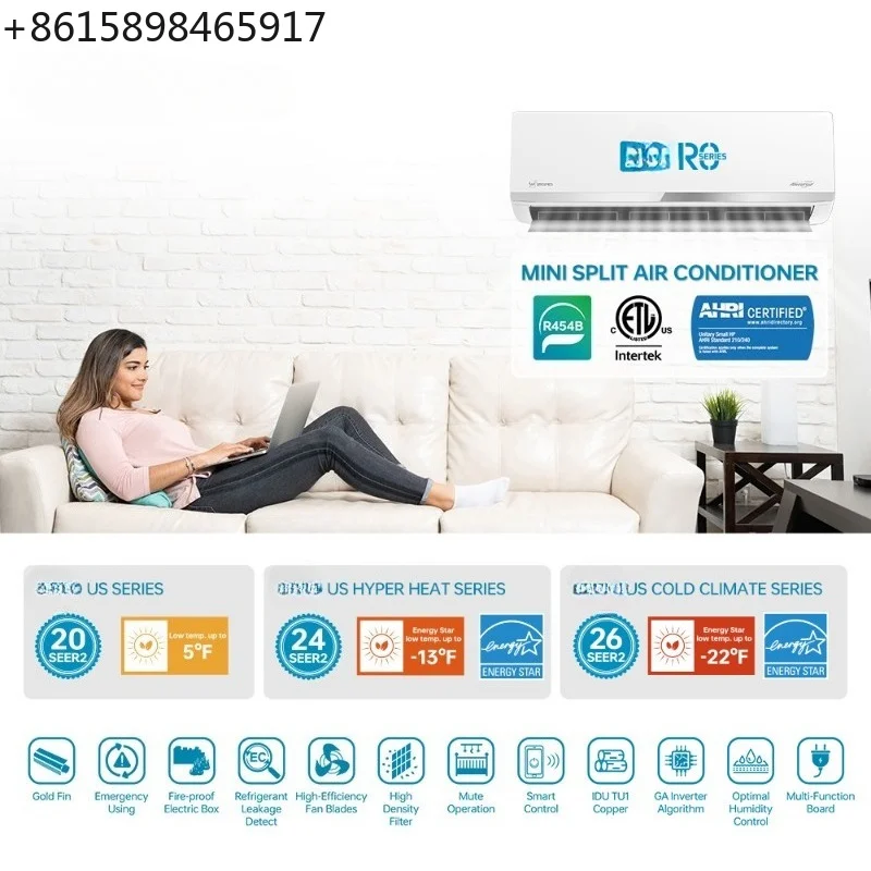 220V 60HZ air Condition Split Climatiseur 9000BTU 12000BTU 1.5HP R410a Inverter Mini Split Air Conditioner Cooling/Heating Wifi