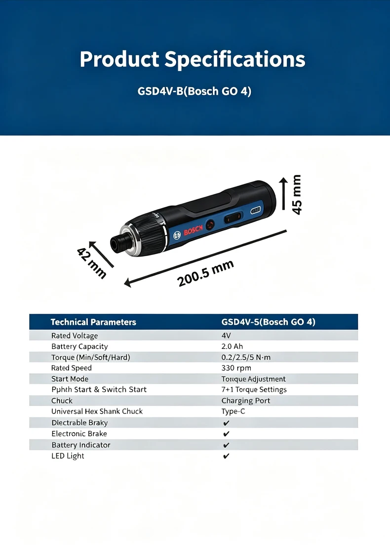 BOSCH GO 3/4 Cordless Screwdriver 3.6/4V Lithiumion Battery Rechargeable Cordless Drill with Box Bosch GO3 Professional Tool Set
