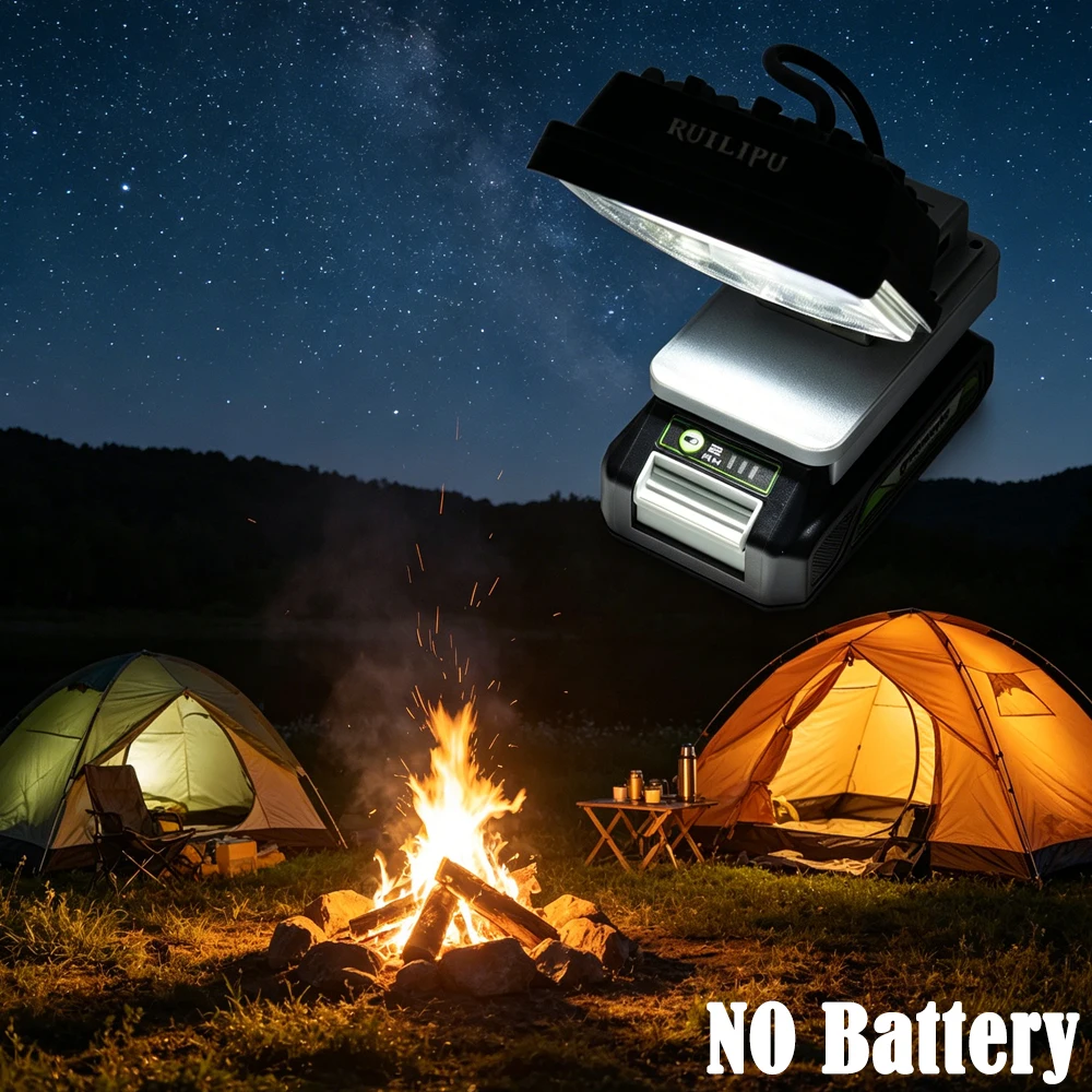 

Портативный светодиодный рабочий фонарь для литиевой батареи Greenworks 24 В с USB-фонариком, аварийный прожектор, лампа для кемпинга (без батареи)