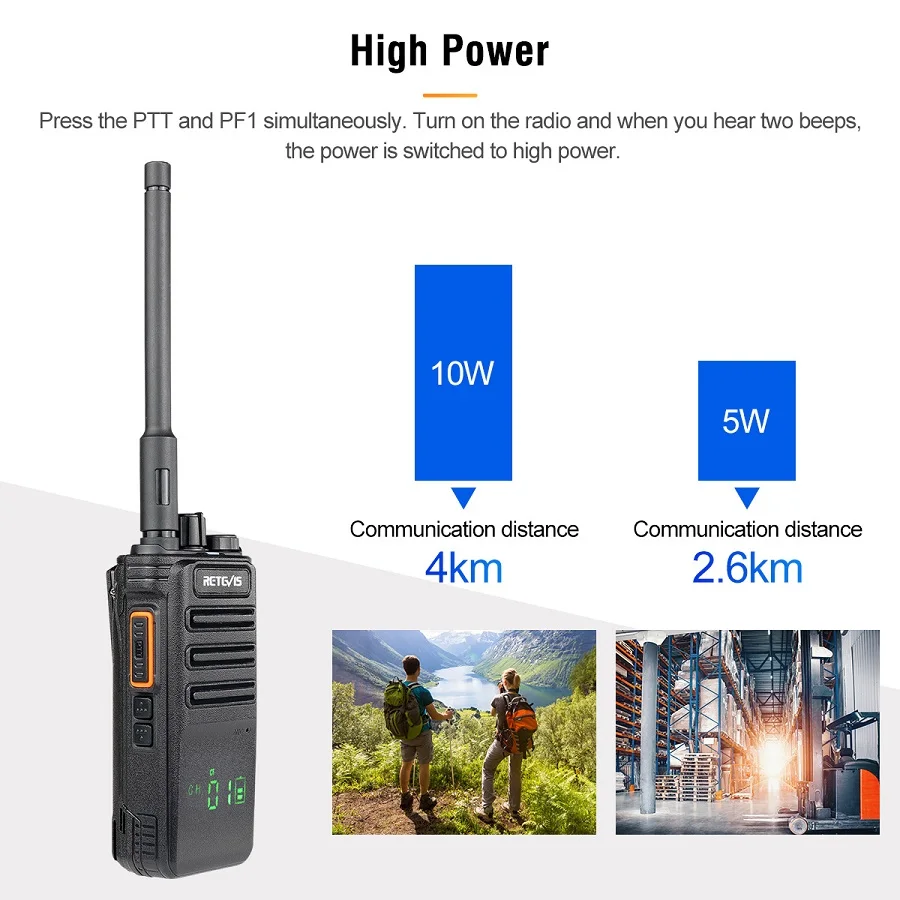 10W UHF Bluetooth-Compatible Walkie Talkie Retevis RB689 Handheld  Walkie-Talkies Powerful Professional Radio for Warehouse