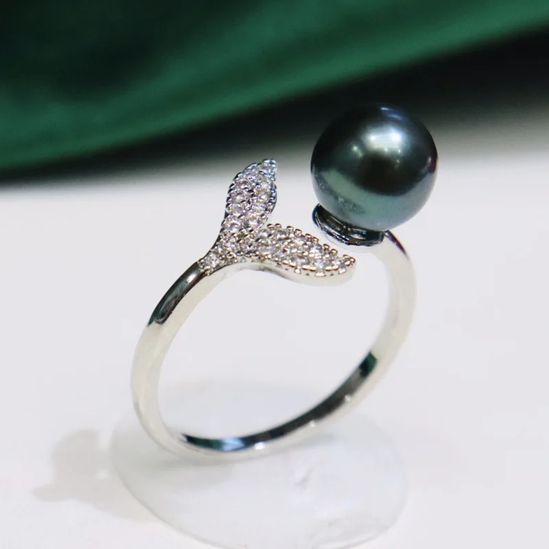Fishtail Freshwater Pearl Near Perfect Round Strong Luster Adjustable Open Light Luxury Versatile Fashion Ring 166