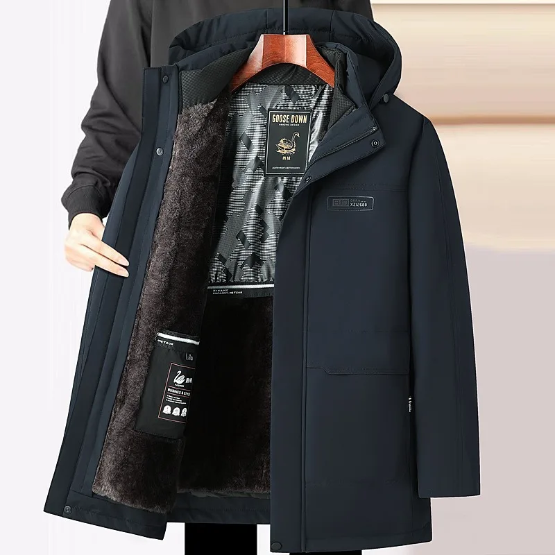 

2026 New Fashion Down Clothing Men's Long Winter Hooded Warm Coat