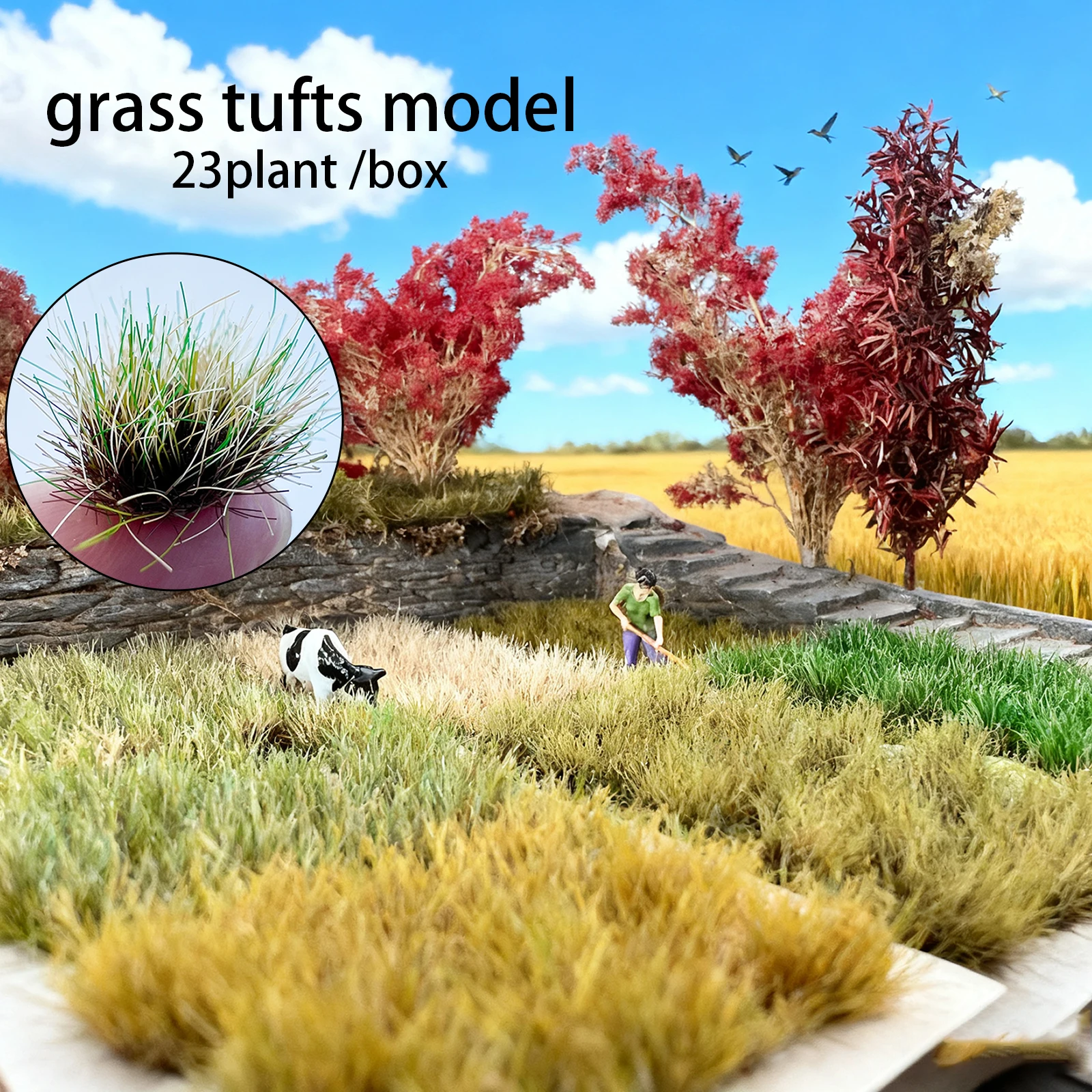 

23Pcs 10mm Miniature Artificial Grass Tufts for Diorama Model Railway DIY Terrain Scenery