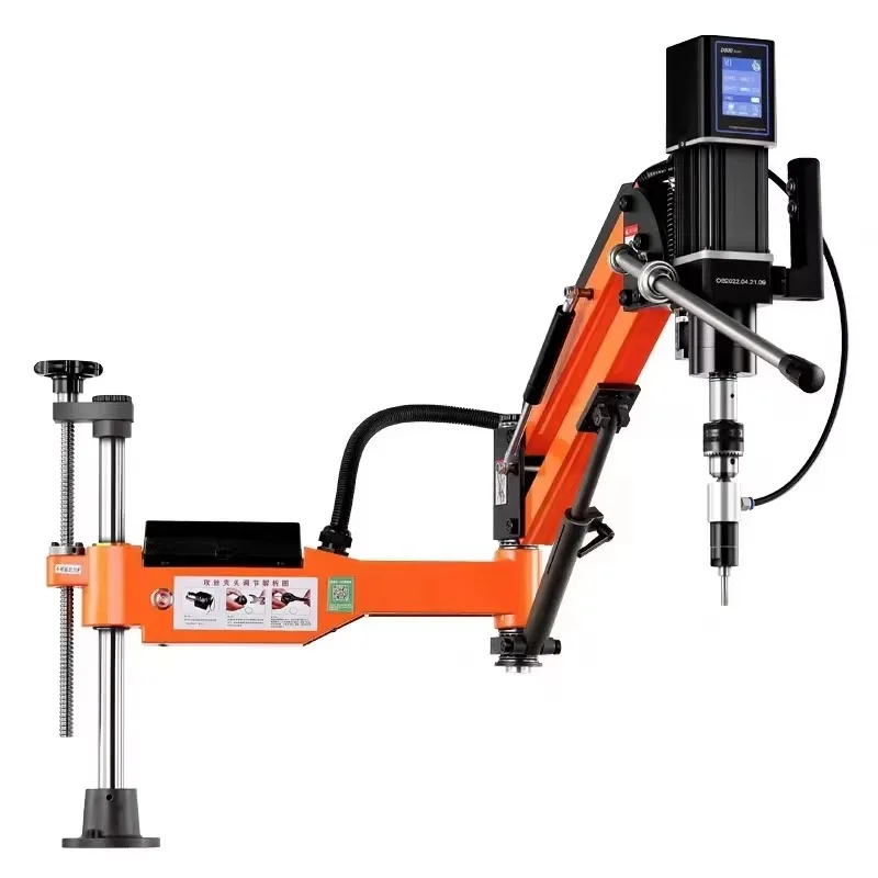 เครื่องต๊าปเกลียวแบบตั้งโต๊ะขนาดเล็ก CNC แบบแมนนวล/ เครื่องต๊าปเกลียวแบบแขนหมุนได้ 360 องศา ควบคุมด้วยเซอร์โวไฟฟ้า พร้อมหน้าจอสัมผัส