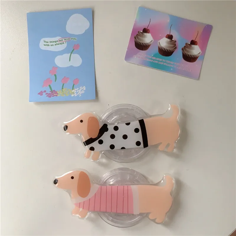 Dachshund Dog Cartoon Expandable Mobile Phone Holder INS Korean Foldable Grip Tok Socket Finger Ring Bracket Accessories