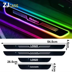 Customizable Car LED Welcome Pedal Light RGB Controllable Auto Interior Atmosphere Light Door Opening Warning Threshold Light