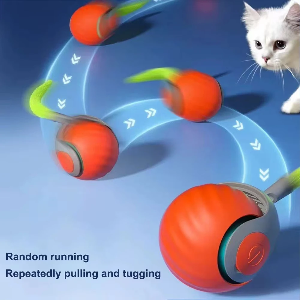 

Automatic Moving Cat Toys Ball Smart Cat Toys USB Rechargeable Smart Pet Cat Toys Ball Speedy Tail Cat Dog Toys Cat Interactive