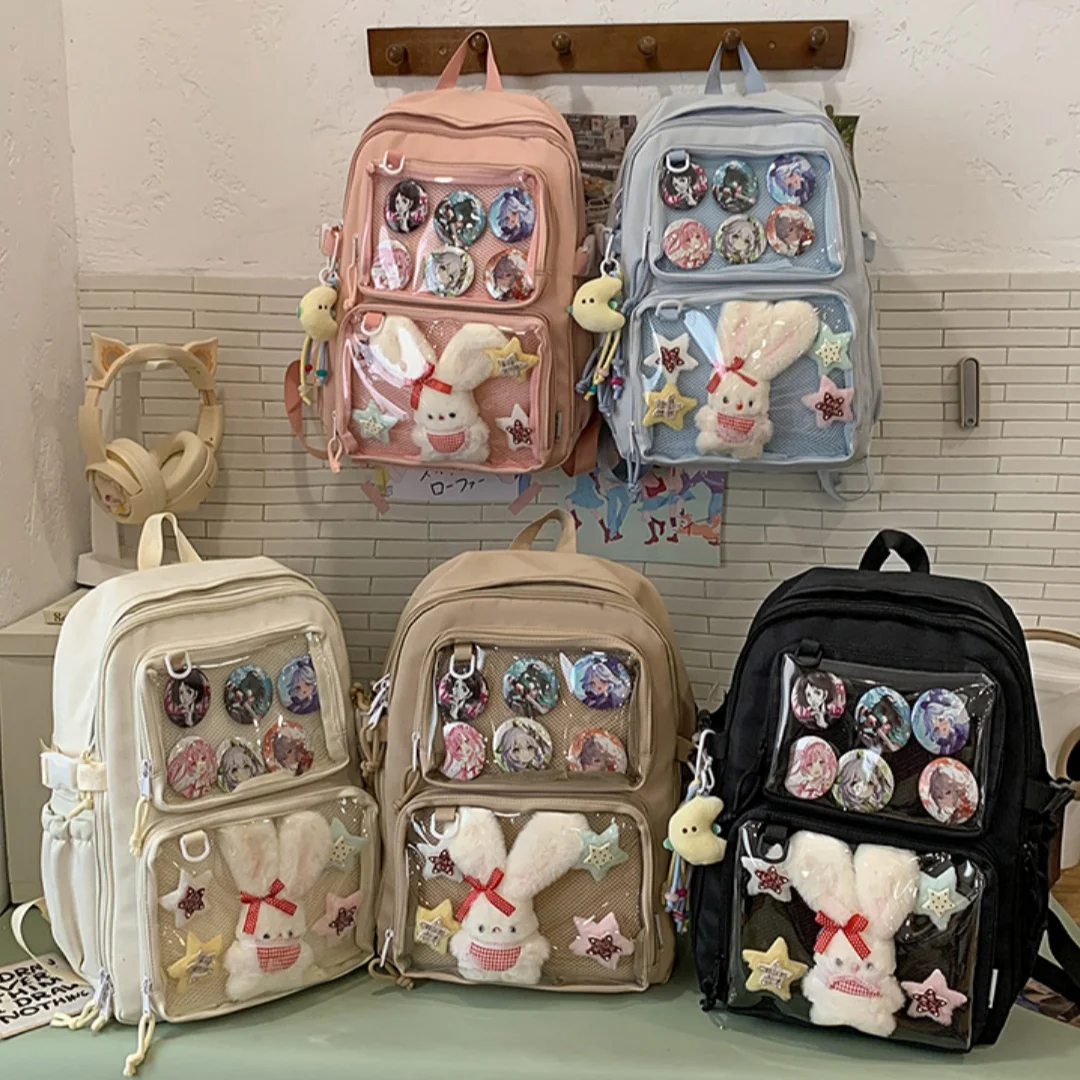 

Japanese Y2k Kawaii Transparent Backpack Ita Bag Large Capacity Students Schoolbag for Girls Women Casual Outdoor Backpacks