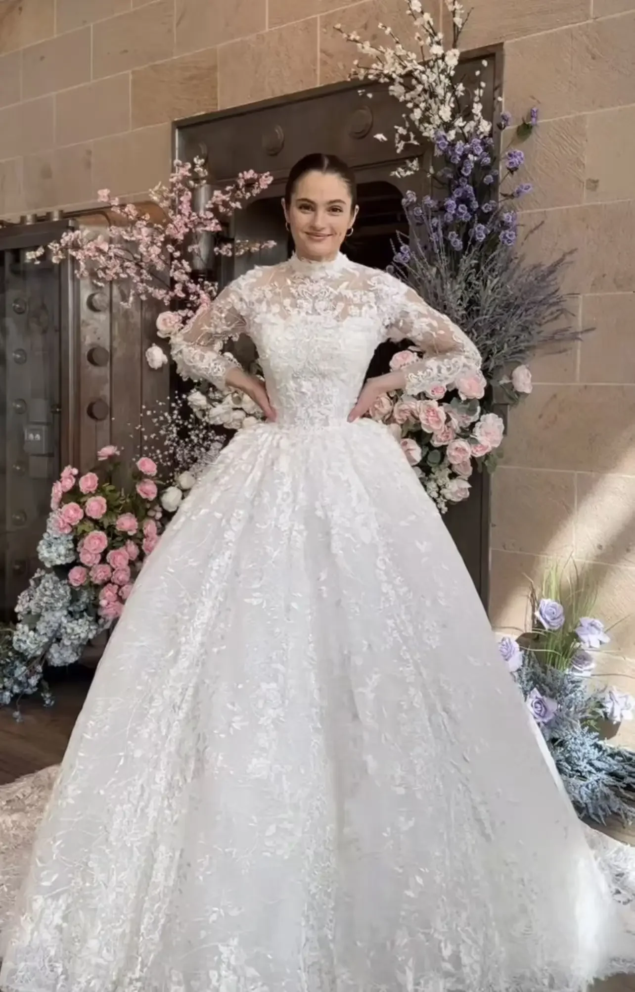 

Индивидуальные свадебные платья принцессы с высоким воротником, кружевом, элегантными длинными рукавами-иллюзиями и аппликациями, свадебные наряды Vestido De Novias Boda