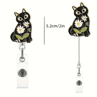 [2d plano] 1 carrete de insignia retráctil de estilo lindo con clip de metal - Cordón desmontable de 24 pulgadas, 360 °   Gancho giratorio, nailon duradero Cor