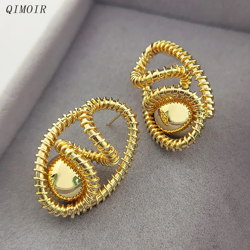 Metalen Gedraaide Draad Bal Post Oorbellen Voor Vrouwen Elegante Mode Sieraden High-End Feest Accessoires Trendy Nieuwe Stijlen Geschenken C1774