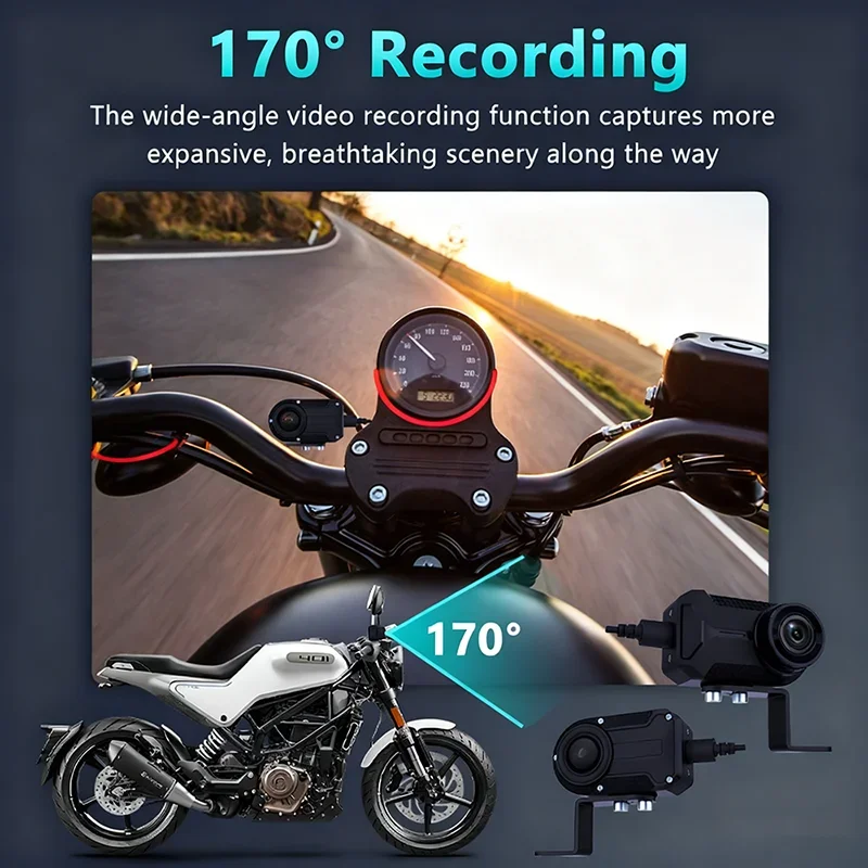 2K HD WiFi Motorcycle DVR Waterproof IP66 Dash Cam 170 Degree Wide Angle Loop Recording HD Video Camera WiFi Dashcam view 4