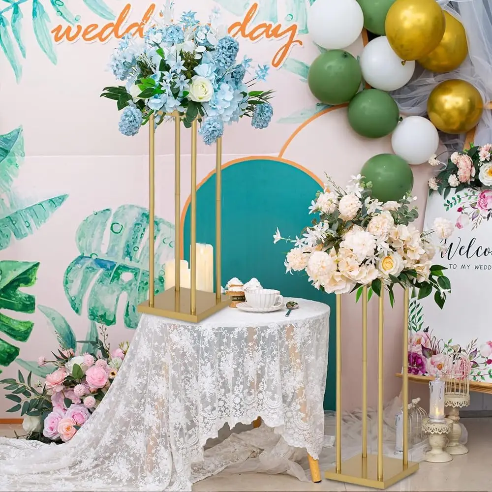 

10PCS Gold Flower Stand Centerpieces for Wedding Table Decorations 23.6in Tall Metal Vases Geometric Flower Stand for Party