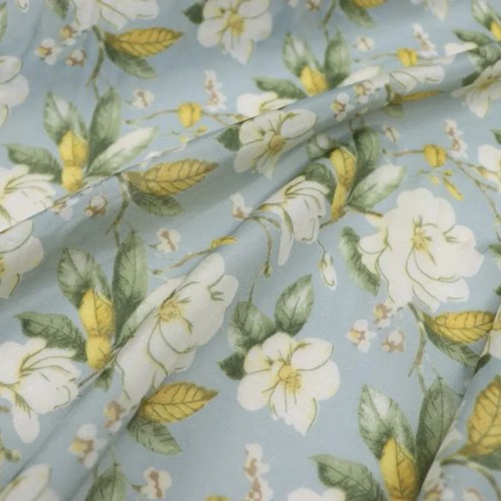 

Elegant Fashionable Flower Design Soft Feeling Good Material Great Quality Popular Silk Cotton Fabric for Women Dress Curtain