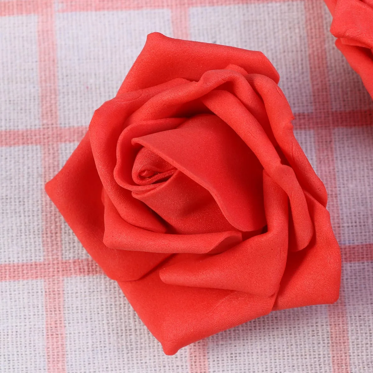 

100Pcs Artificial Rose Head Pink 6Cm Foam Realistic Wedding Toss Decoration Table Centerpiece Flowers Reusable Event Props