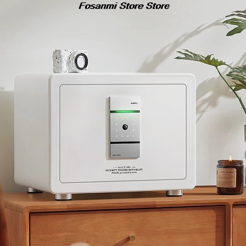 Caja fuerte compacta de acero con cerradura de huella digital y contraseña para uso en el hogar y la oficina se puede instalar en el armario o se utiliza como mesita de noche