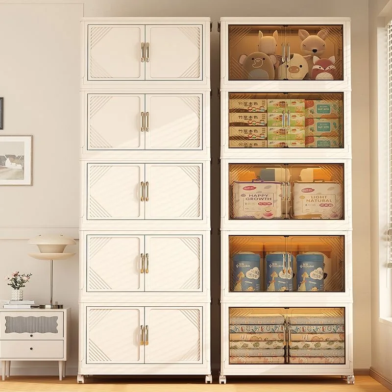 صندوق تخزين بلاستيكي متعدد الطبقات قابل للطي مكون من 5 طبقات مع عجلات وخزانة ملابس ومنظم تخزين مستلزمات المطبخ #6