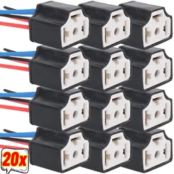 Ceramic LED H4 Headlight Socket Car Headlight Replacement Repair Bulb Holder Connector Plug Auto H4 Bulb Wire Socket 20/2pcs