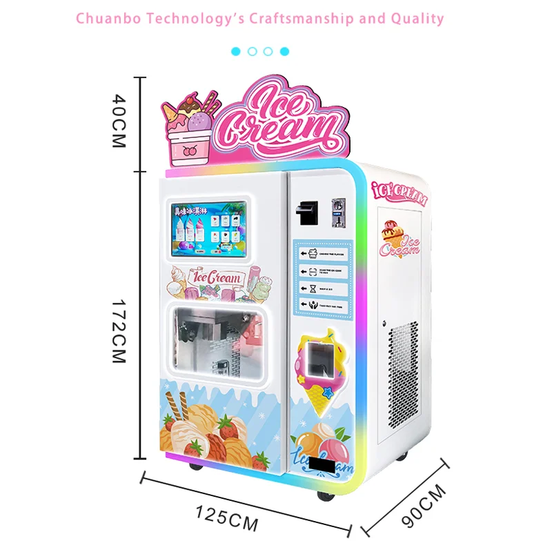 Customized Soft Serve Ice Cream Machine Fully Automatic Vending Machine for Amusement Parks Cinemas High Profit Stable Running