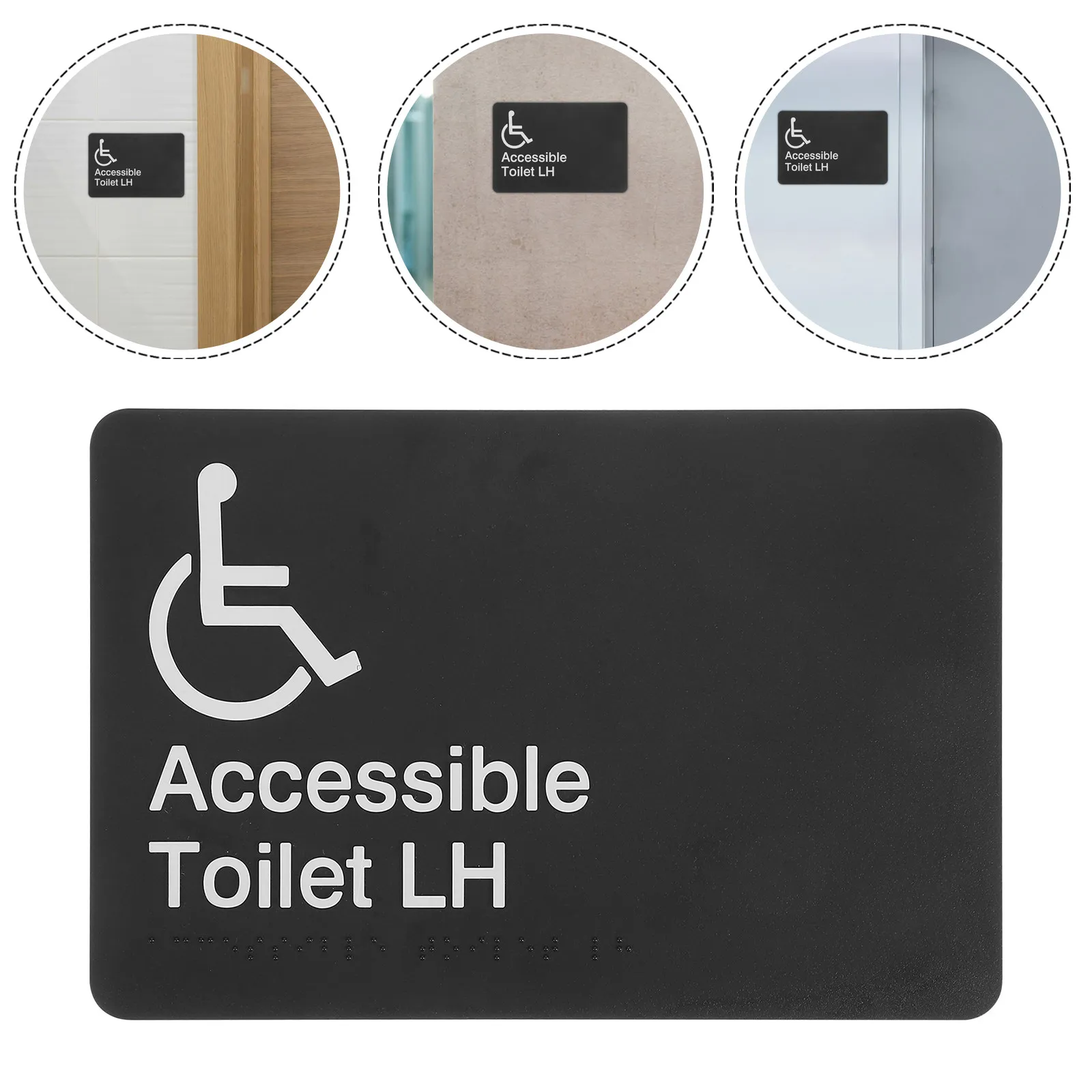 Disabled Restroom Sign Tactile Braille Wall Mounted ABS Sign for Office Apartment Hospital Airport Public Space Accessibility
