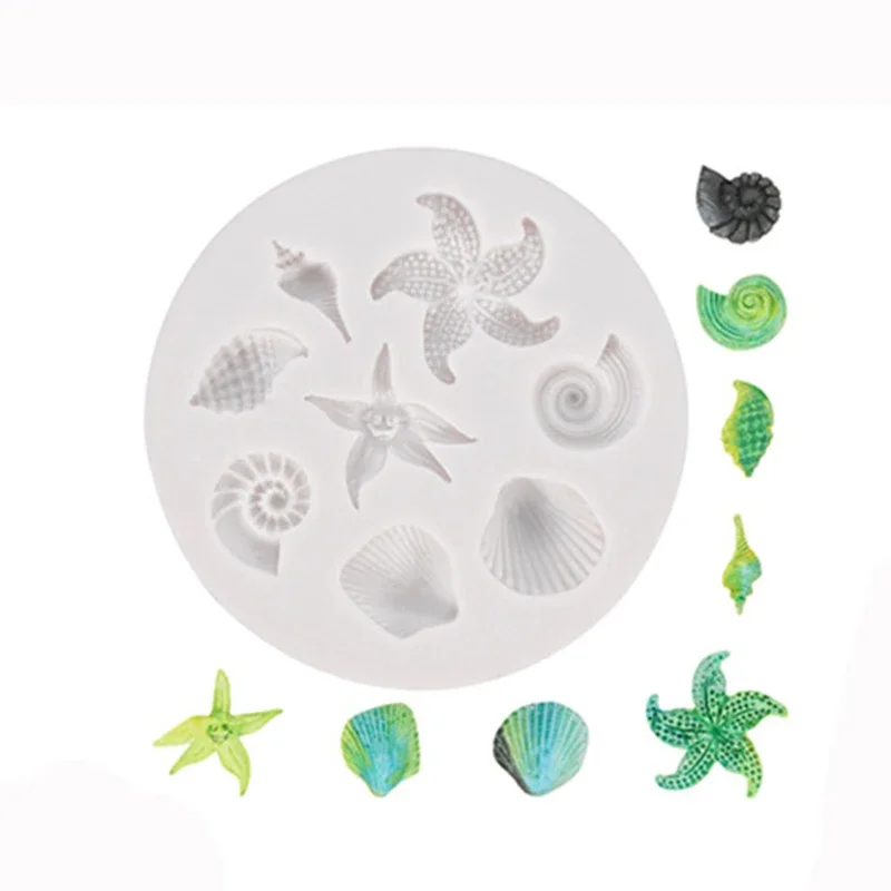 1pcs Creative DIY Chocolate Mold Cake Decorating Tools Sea Creatures Conch Starfish Shell Fondant Cake Candy Silicone Molds