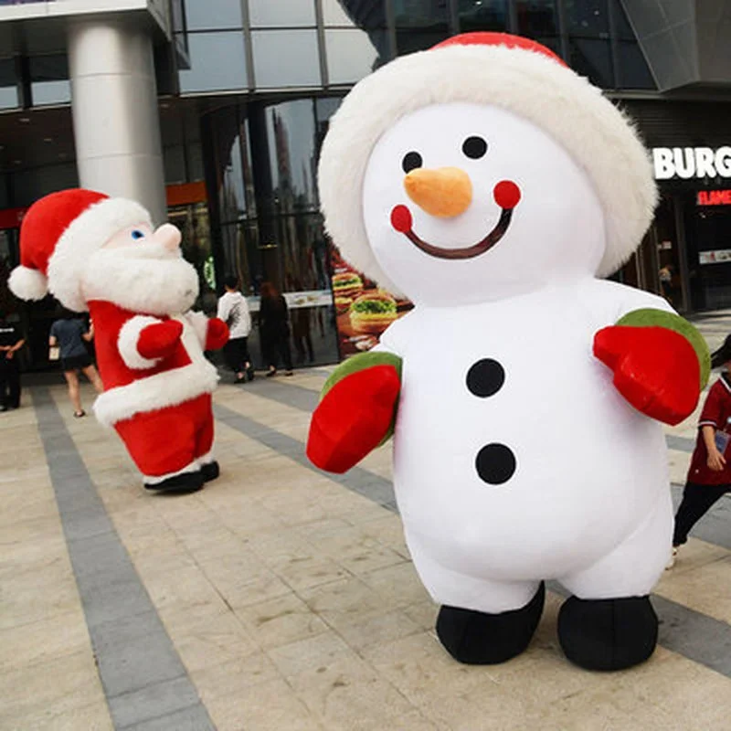 Inflatable  Snowman Mascot Costume Adult Fancy Dress Christmas Party Kawaii Mascot Costume Carnival Costumes no battery