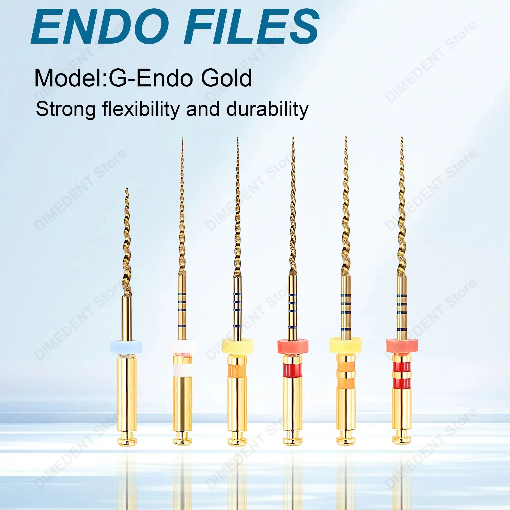 6Pcs/Box Gendo Gold Files 04 06 Taper Super Golden Files 19/21/25mm Heat Activated Flexible File Dentist Instrument Engine Use