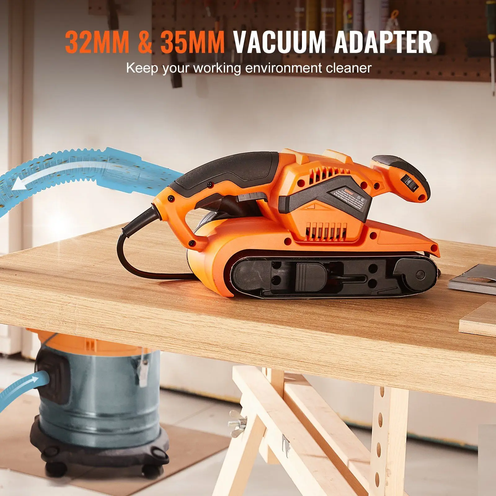 

7AMP Belt Sander,3" x 21" Belt Sanders for Woodworking with 6 Speeds 152-320 m/min,with 2 in 1 Vacuum Adapter