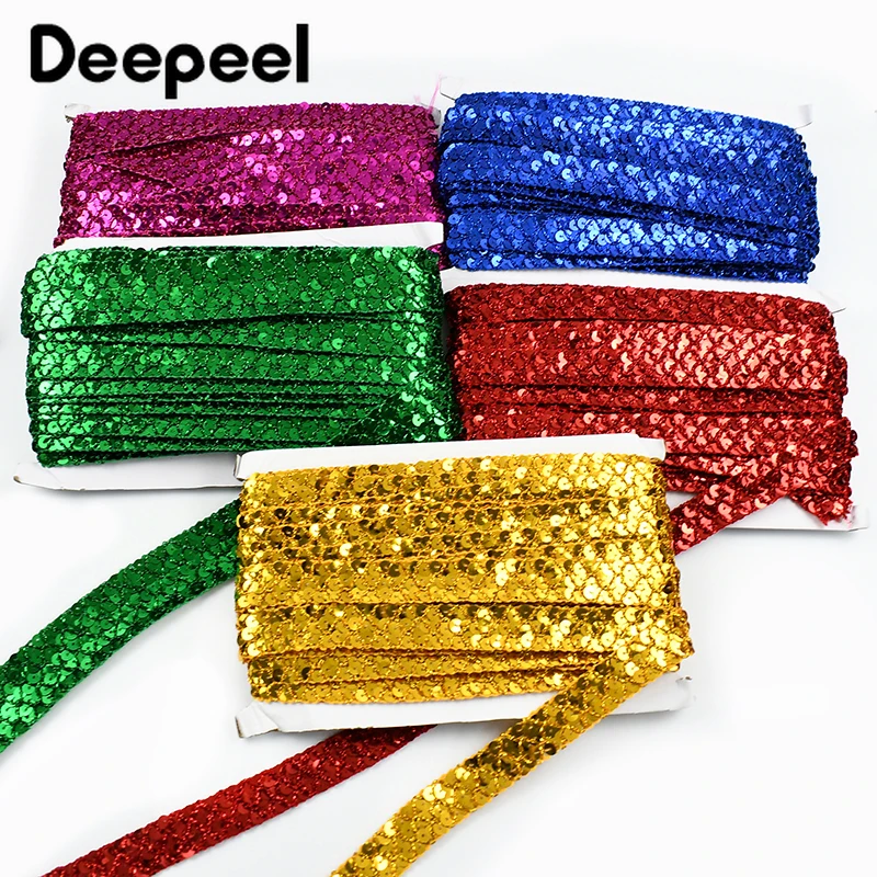 

2/5/10Meters 15/20/35mm Sequin Ribbon Lace Trim Tape for Dance Dress Party Decor Band Webbing Clothes Garment Sewing Accessories