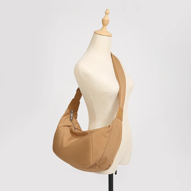 Bolsa de ombro multibolso hobo para mulheres, trabalho nas axilas, bolsa crossbody crescente, sacolas leves femininas, bolsa de lona, nylon