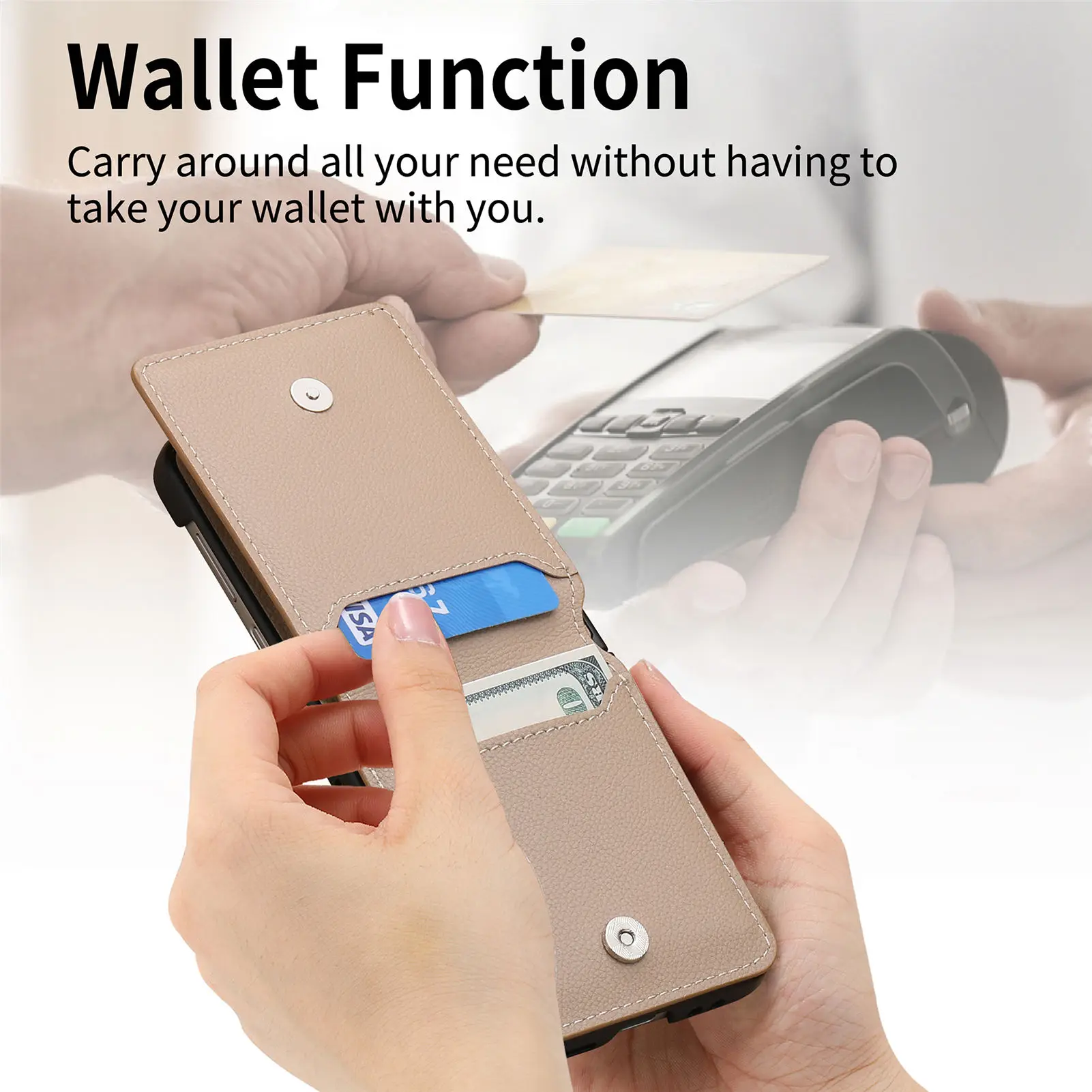Vertical Cards Solt Magnetic Wallet Ring Holder Leather Case for Samsung Galaxy Z Flip 8 7 FE 6 5 4 Flip4 5G Zflip4 Stand Cover