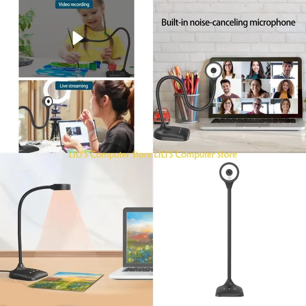 

A52B USB Compatible Clear Webcam USB Document Cameras For Zooming Chat Team Featuring CMOS Sensors And Noise Reductions
