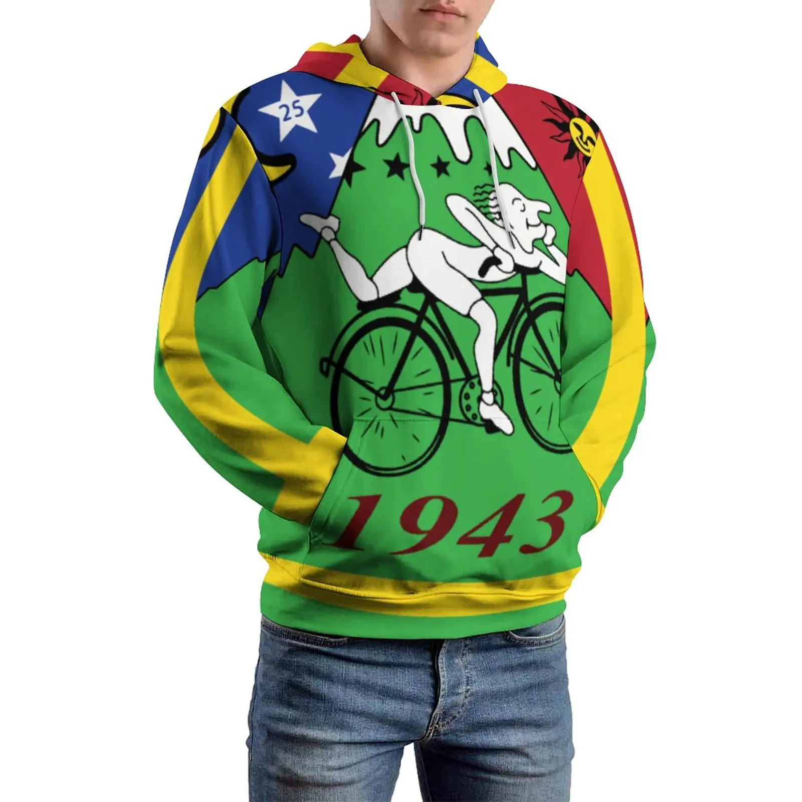 

Albert Hoffman Bicycle Day Casual Hoodies Long Sleeve 1943 Cycle Trip Acid Day Pullover Hoodie Loose Design Hooded Sweatshirts