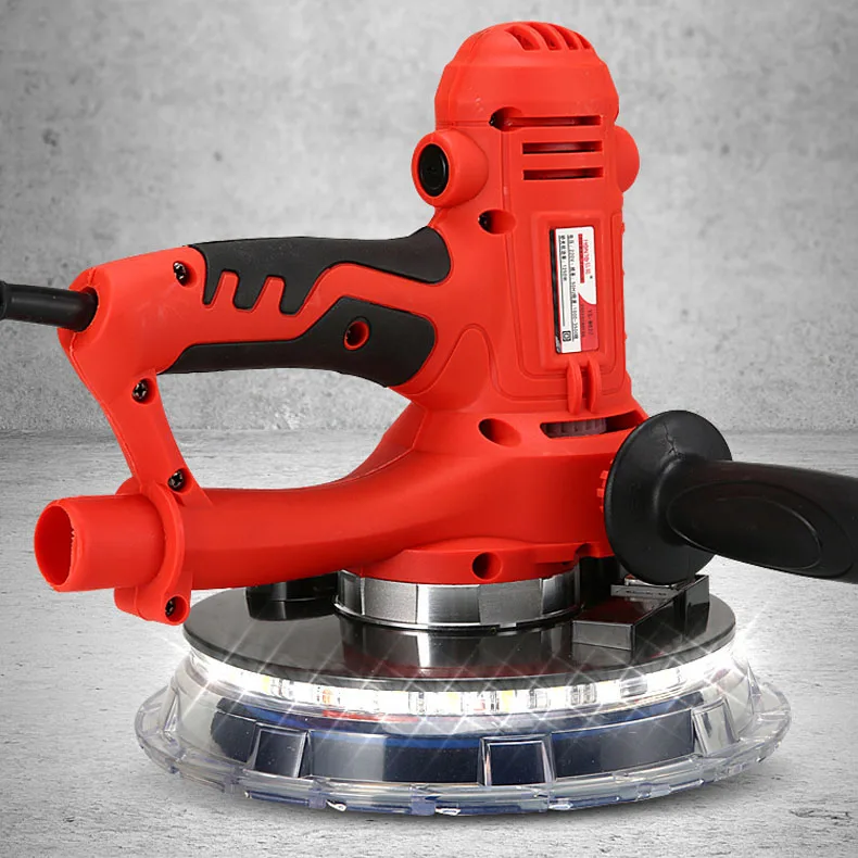 1250W DIY Variable Speed LED Strip Light Dust-free Wall Sander Portable Putty Grinding Machine 180mm Electric Drywall Sander