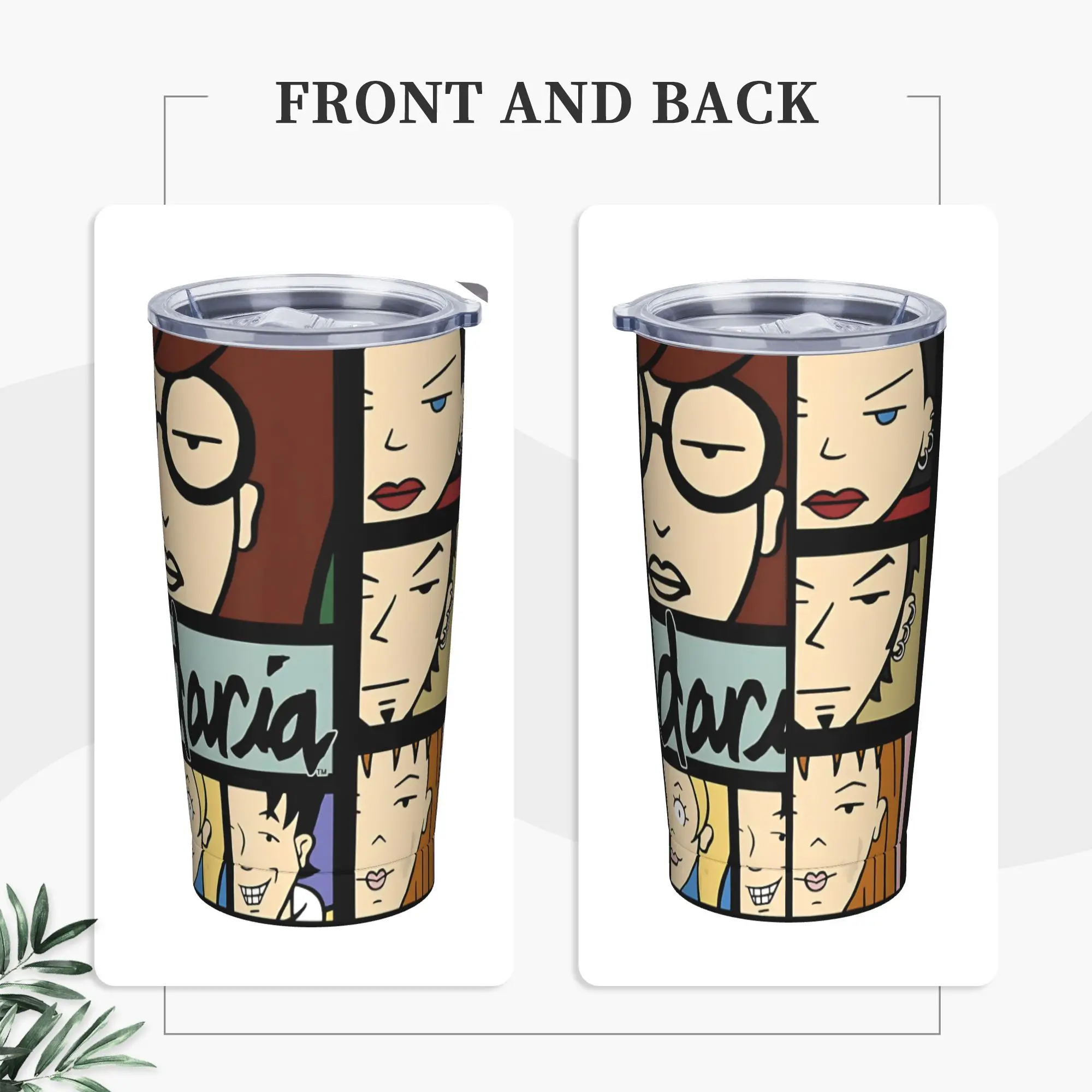 Darias Character Panels Tumbler Vacuum Insulated  Coffee Cups Stainless Steel Smoothie Tea Mugs Spill Proof, 20oz