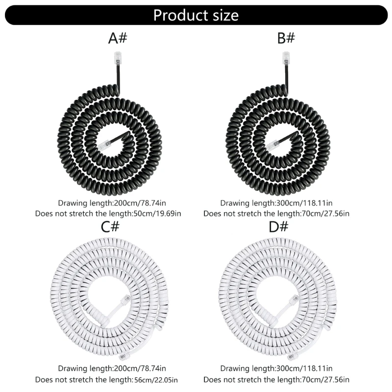 

Y1UB Flexible RJ9 RJ11 4P4C Handsets Cord 200cm 300cm Telephone Line For Office Staff And Home Communication Needs