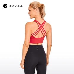 CRZ YOGA frauen Longline Strappy Sport Bhs Wirefree Padded Yoga Tops