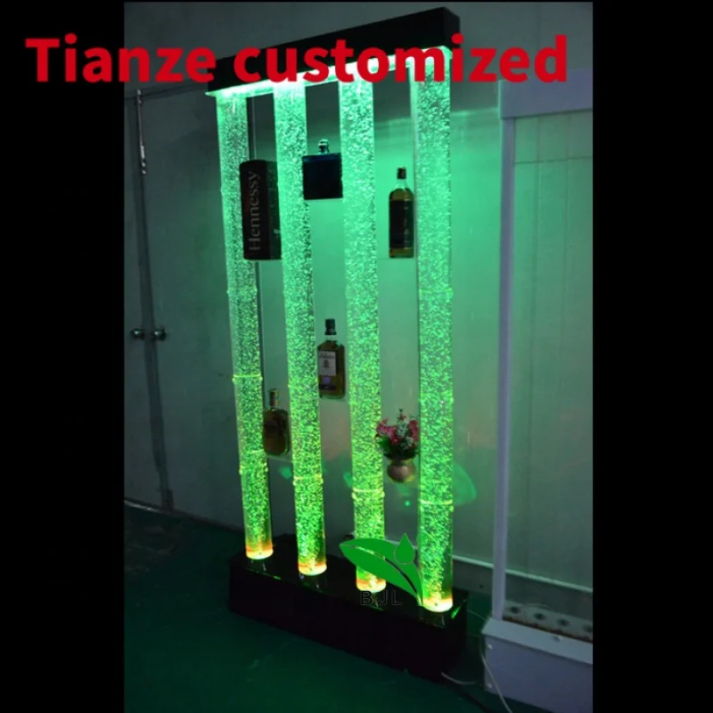 (Customized) luxury wine cabinet led water bubble tube lighting bar display cabinet