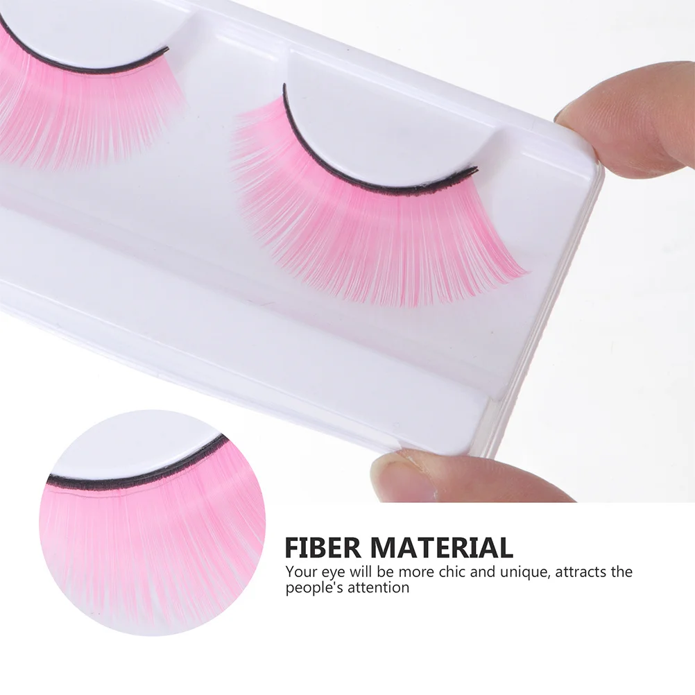 3 paires de faux cils roses bouclés et brillants, Style pour fête d'halloween, spectacle sur scène, beau accessoire de décoration pour les yeux