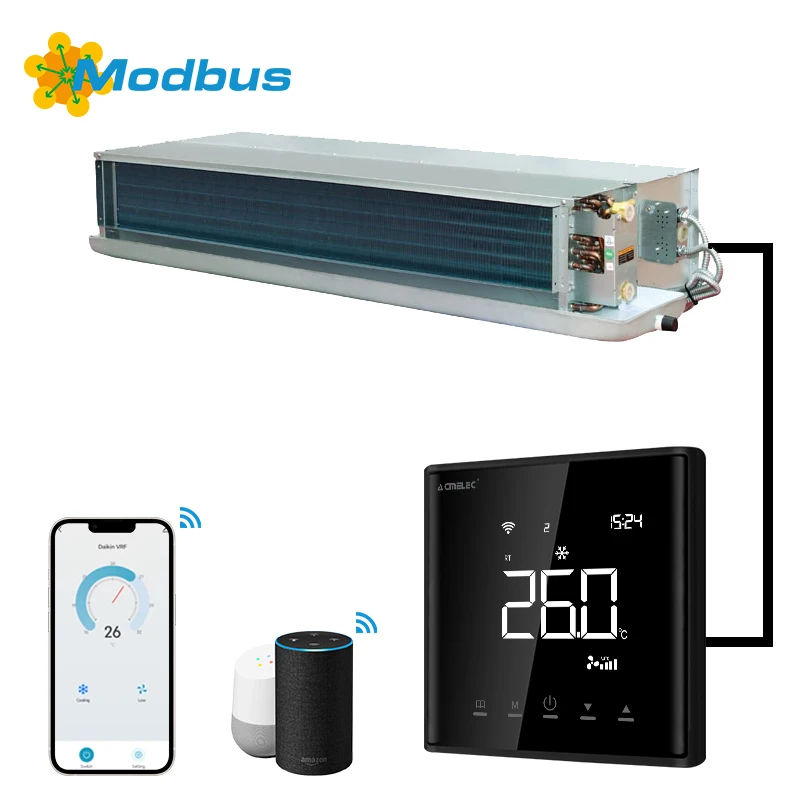 Wifi Fan Coil Unit Modbus Thermostat RS485 Communication HAVC Thermostat Controller Air Conditioner for cooling or heating