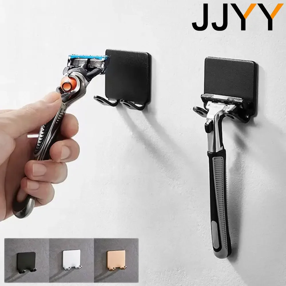 

JJYY Punch Free Razor Holder Storage Hook Wall Men Shaving Shaver Shelf Bathroom Razor Rack Wall Bathroom Accessories