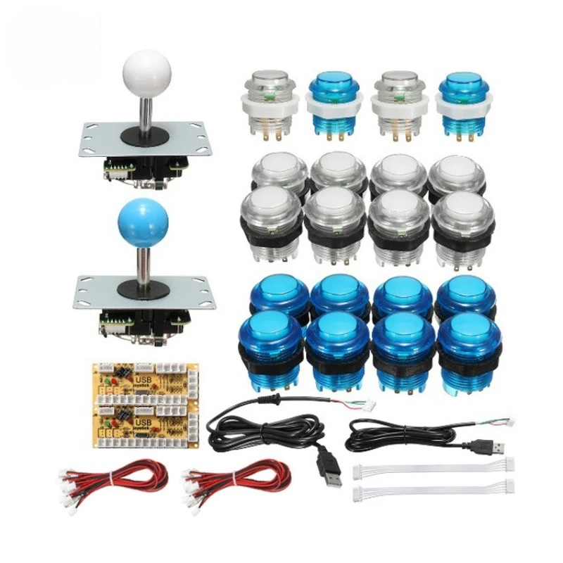 Fighting Machine Kit USB Arcade Set Dual Player 28# Illuminated Buttons Sanwa Joystick