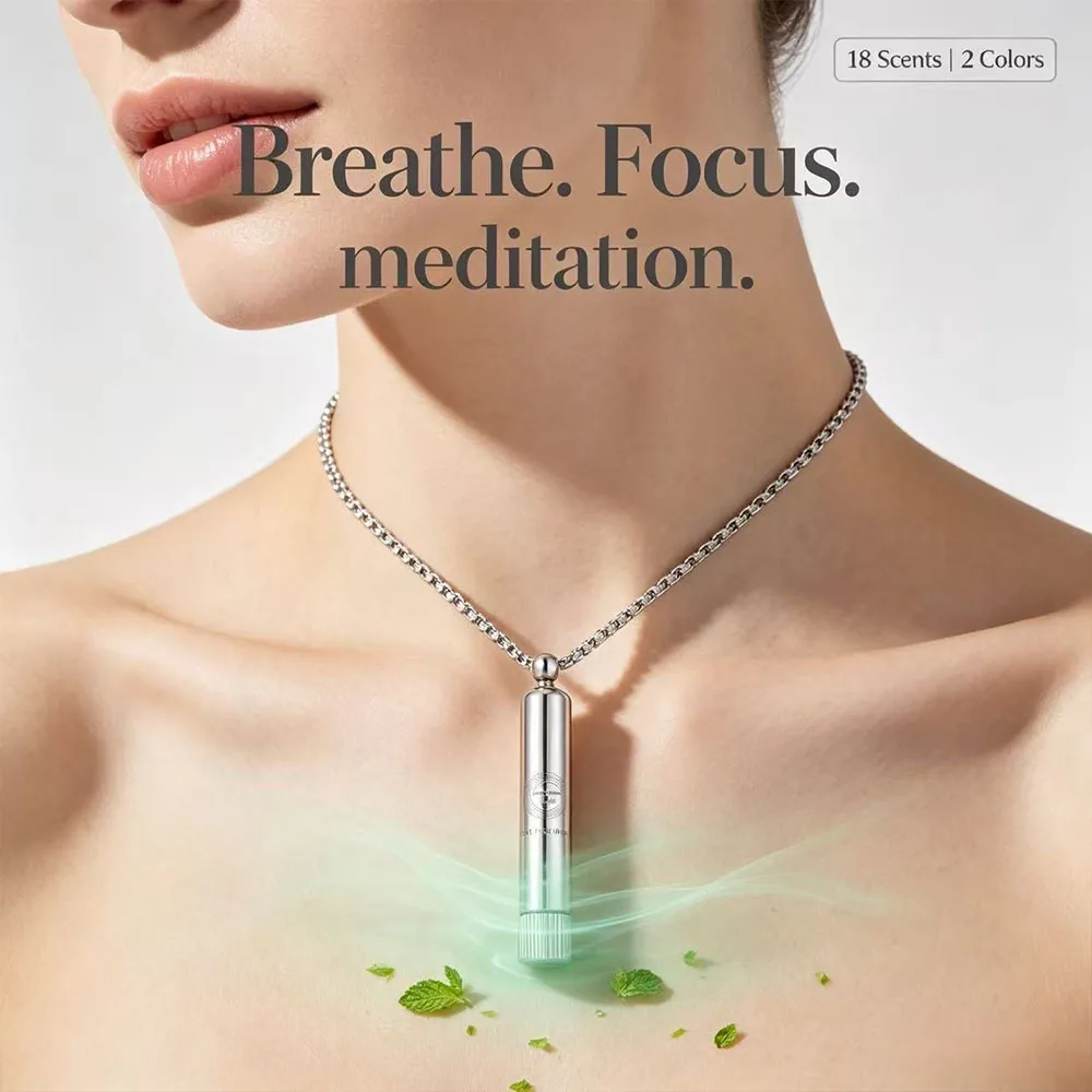 Anxiety Breathing Necklace Stainless Steel Breathlink Mindfulness Meditation Gift Stress Relief & Natural Calm Quit Vaping tools